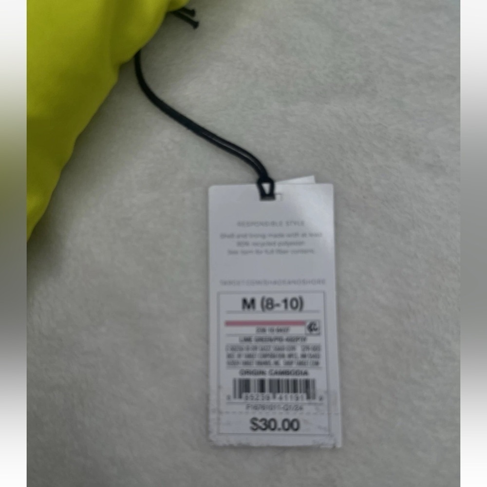 Square Neck High Leg Cheeky A Piece Swimsuit Shade & Shore Lime Green Shine M - Picture 11 of 11